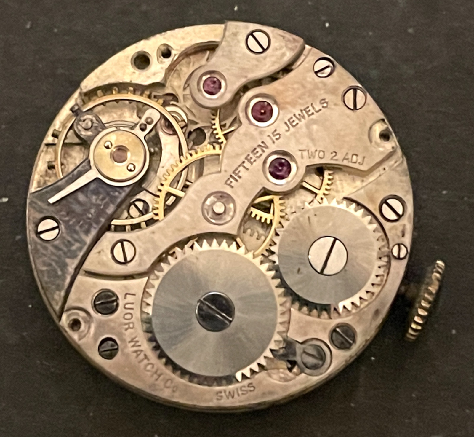 Antique Luor Pendant Watch Movement Parts Good Balance Art Deco 8/0s 15j Swiss