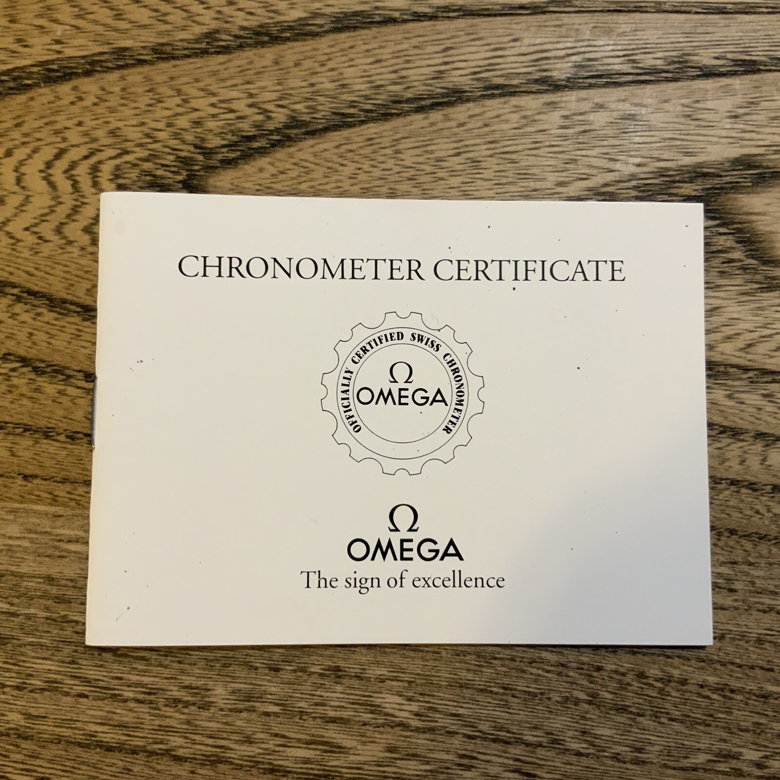 OMEGA VINTAGE BLANK CHRONOMETER CERTIFICATE 1993