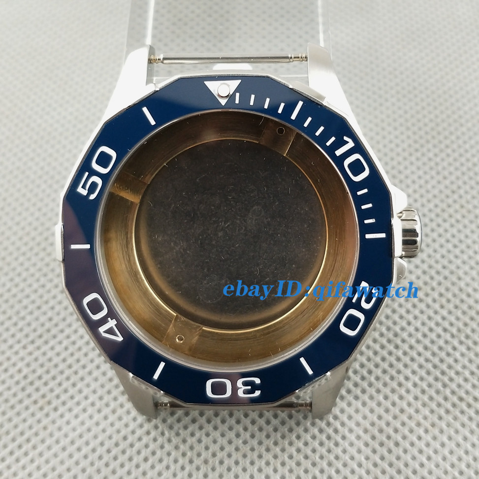 45mm Blue Ceramic Bezel Watch Case Fit ETA 2836 Miyota 8205/8215 DG2813 Movement