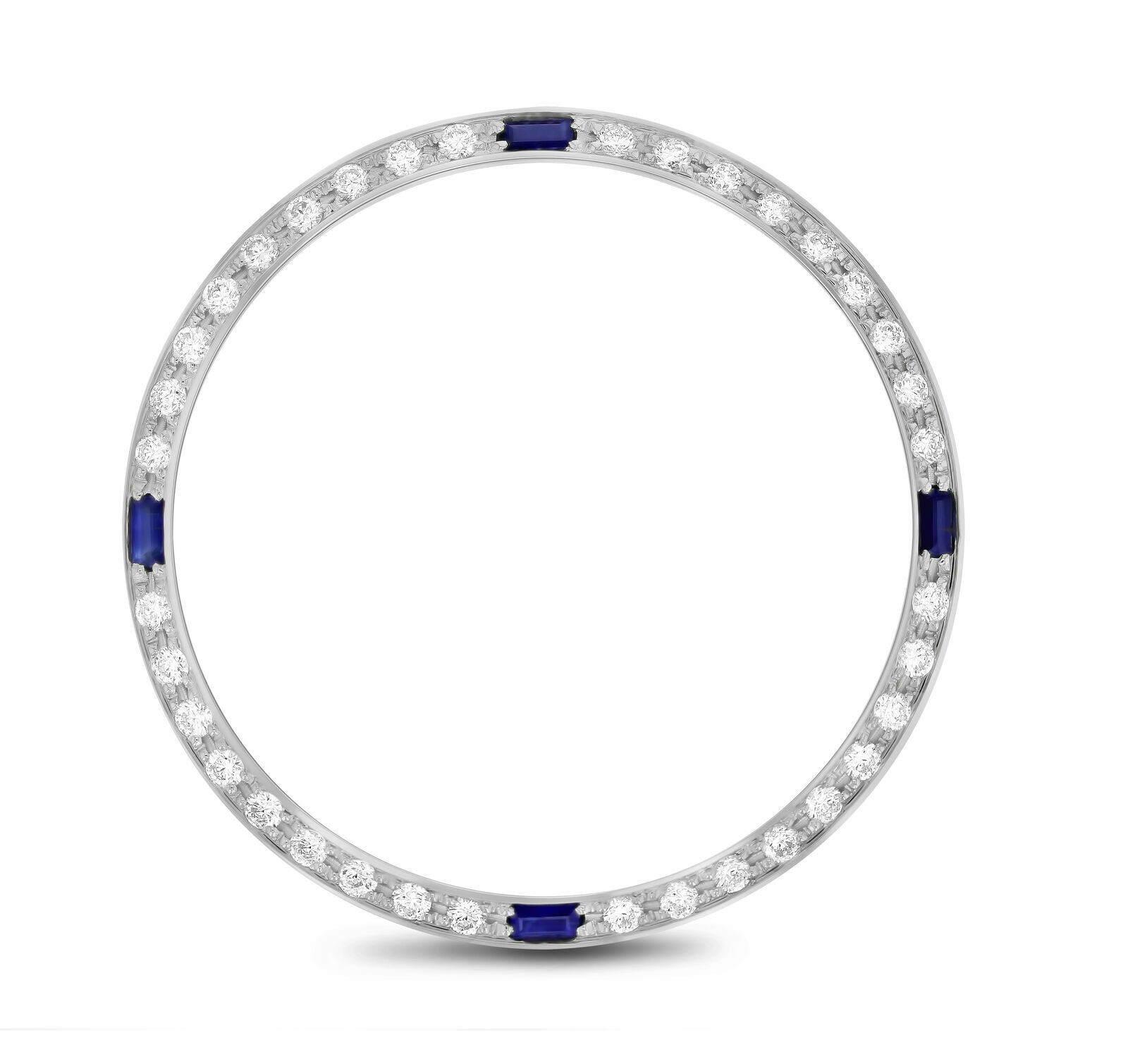 1CT NATURAL DIAMOND BEZEL BEAD SET 18KW FOR ROLEX DATEJUST WITH 4 SAPPHIRES