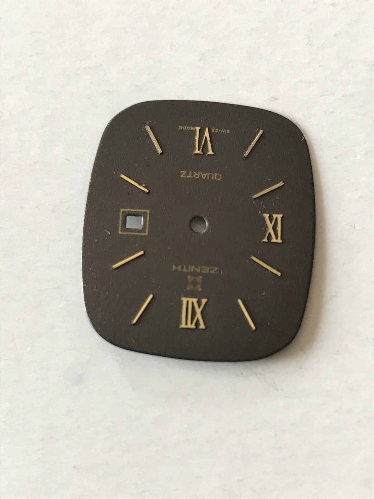 ZENITH Vintage Dial for Quartz, 24.7 x 28.5mm, Dark Grey, NOS