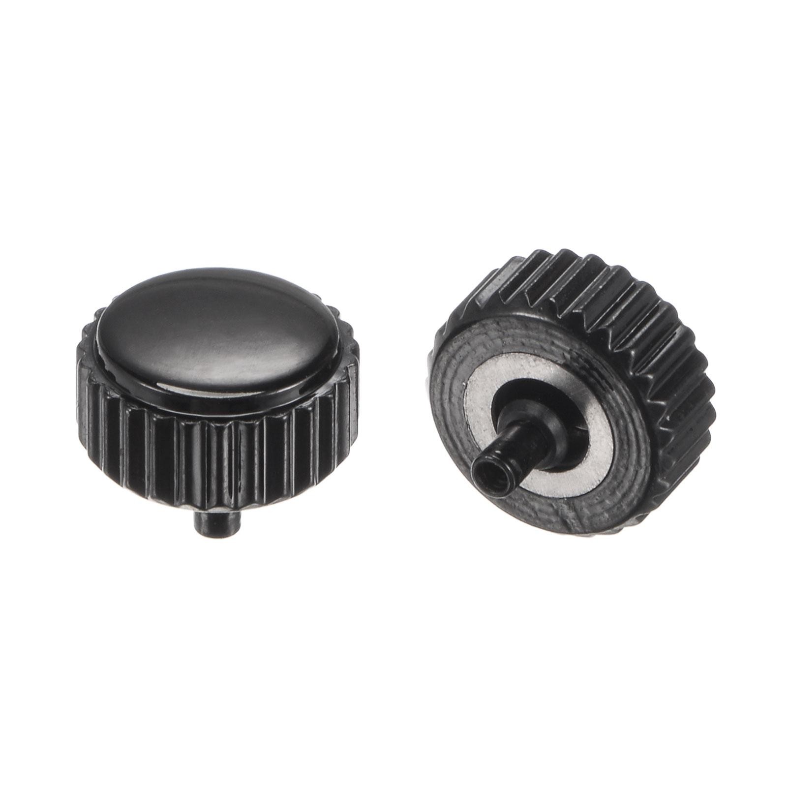 2Pcs 6x7mm Watch Crown SUS304 Flat Head Long Stem Watch Crown 2.5mm ID Black