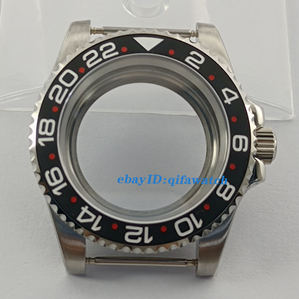 40mm silver Watch Case Sapphire glass Ceramics Bezel Fit NH34 NH35 NH36 movement