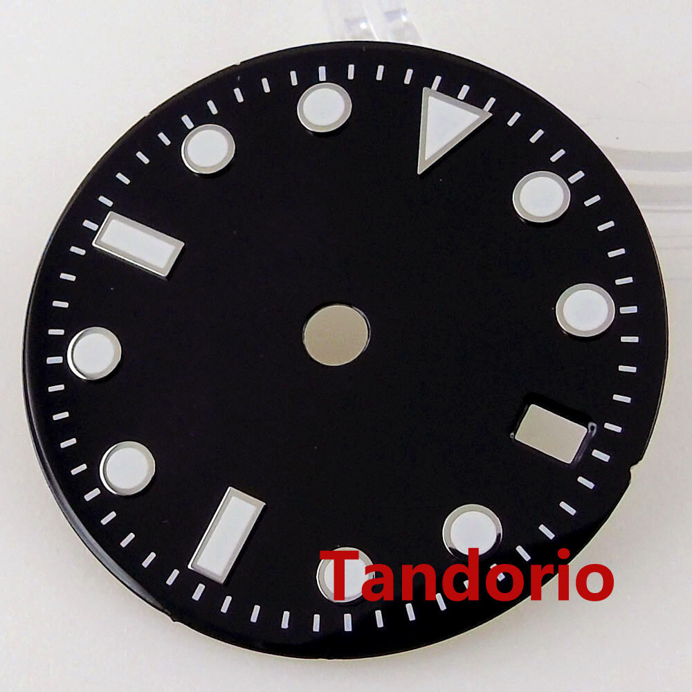 29mm Bliger Black Dial Face Fit NH34A NH34 GMT Automatic Movement Date Luminous