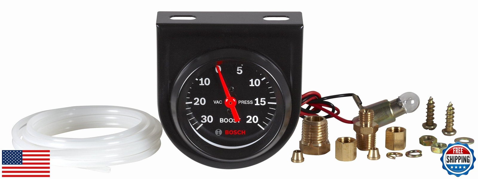 Bosch SP0F000050 Style Line 2″ Mechanical Vacuum/Boost Gauge (Black Dial Face