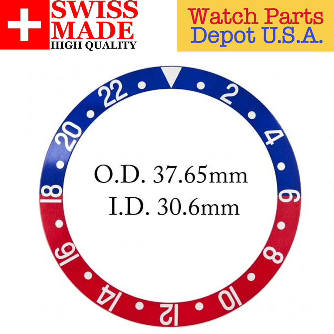 Swiss Made Red / Blue (Pepsi) Bezel Insert for Rolex GMT 315-16700-6 – NEW!