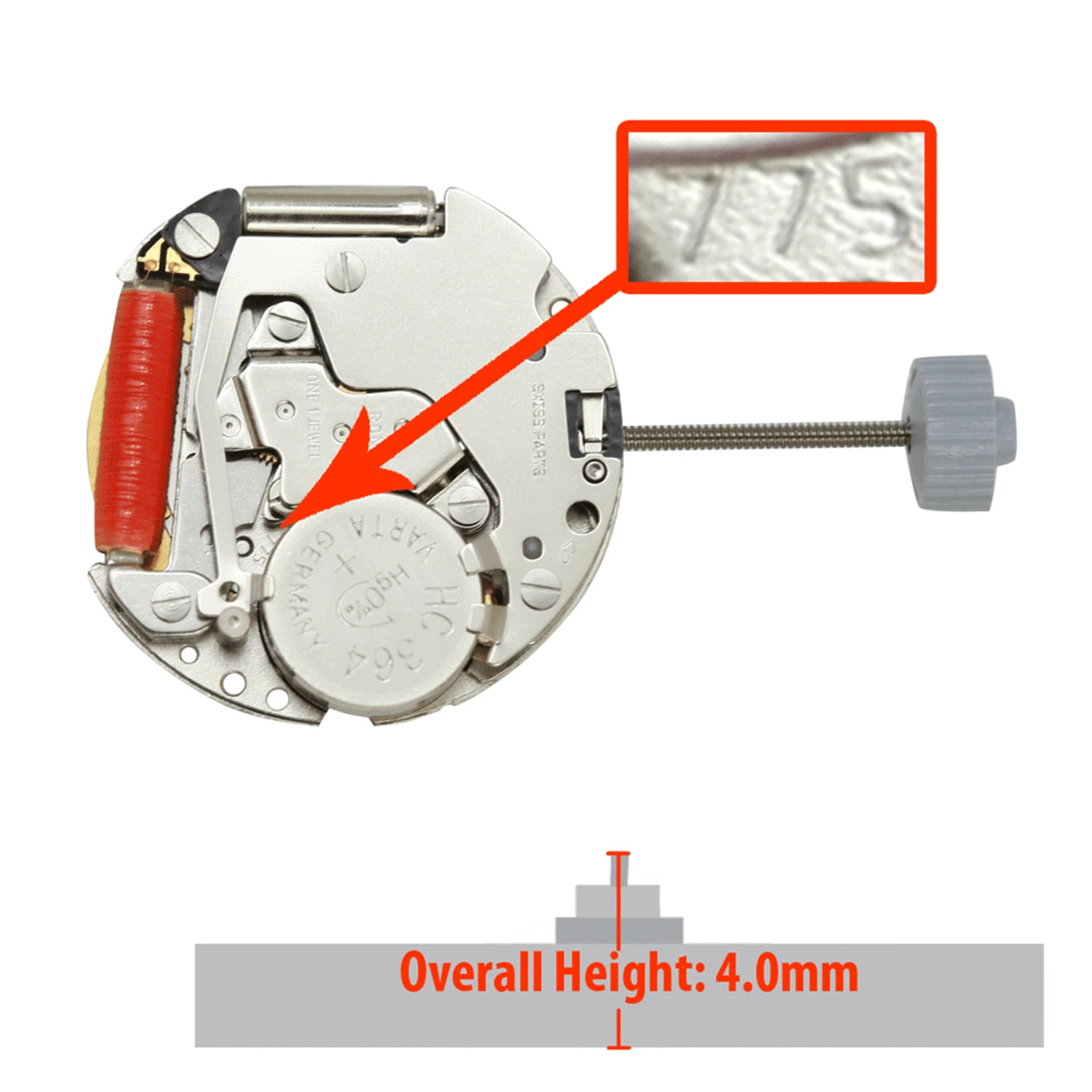 Harley Ronda 775, 3 Hands, Swiss Parts Quartz Watch Movement (Multiple Heights)