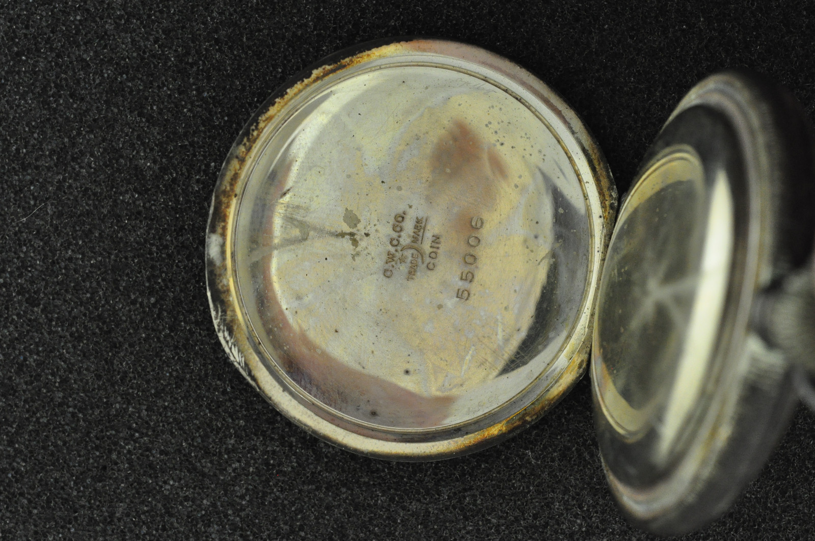 VINTAGE 6 SIZE COIN SILVER C.W.C SETM SET POCKET WATCH CASE!
