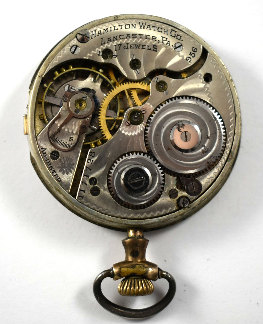 Vintage Hamilton Grade 956 16s 17J OF Pocket Watch Movement lot.rf