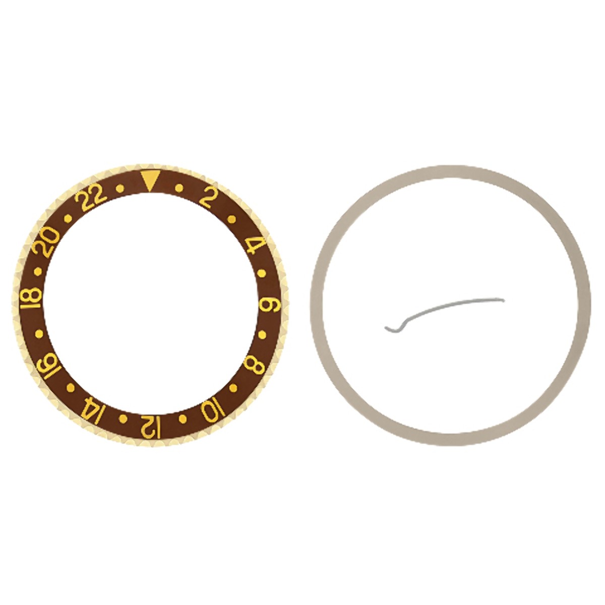 37.70×30.70mm Brown Gold Plated Replacement Bezel Insert For Rolex GMT
