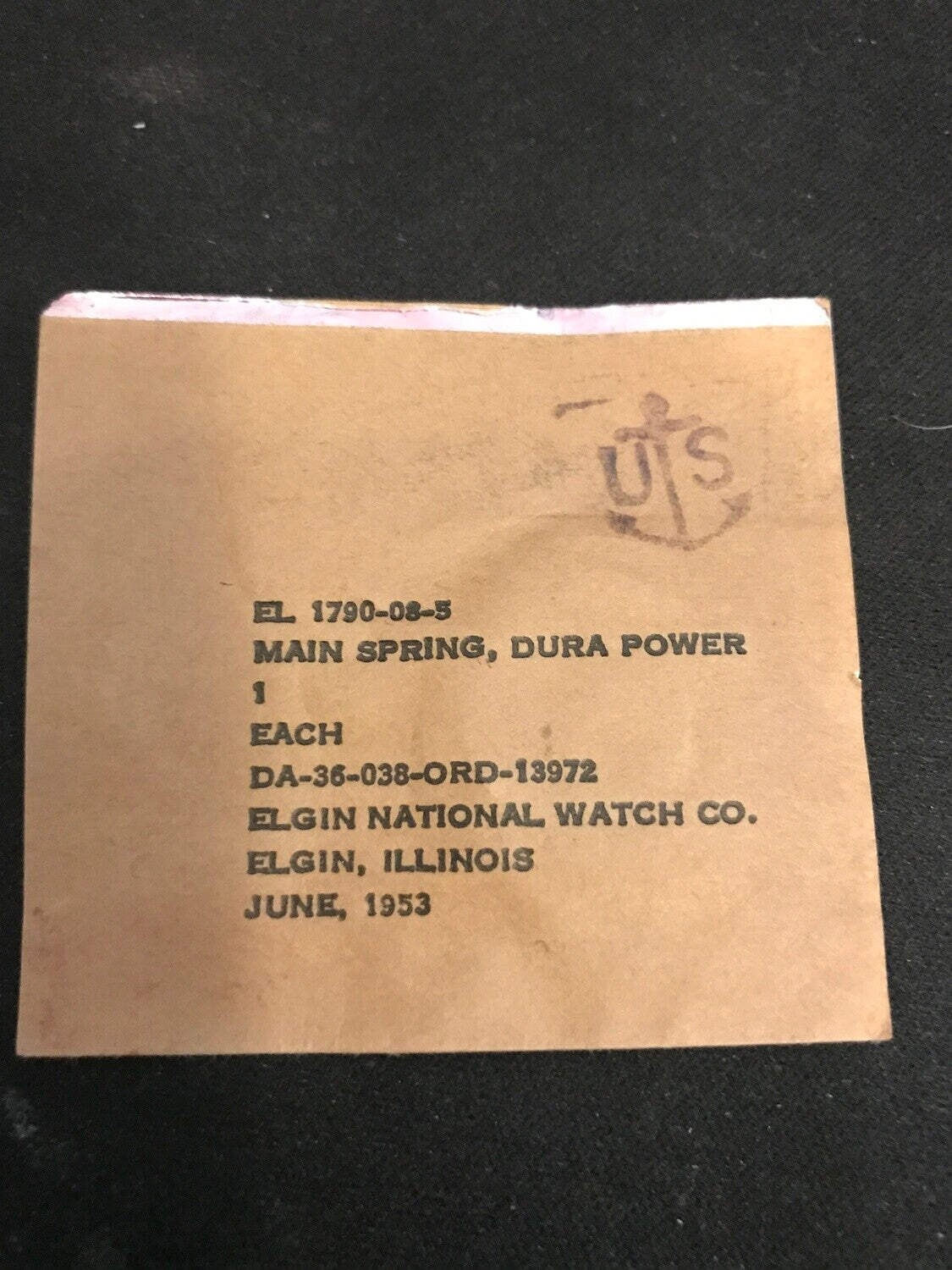 Elgin Factory issue DuraPower Mainspring for 8/0s A-11 Military Hack No. 6002 –