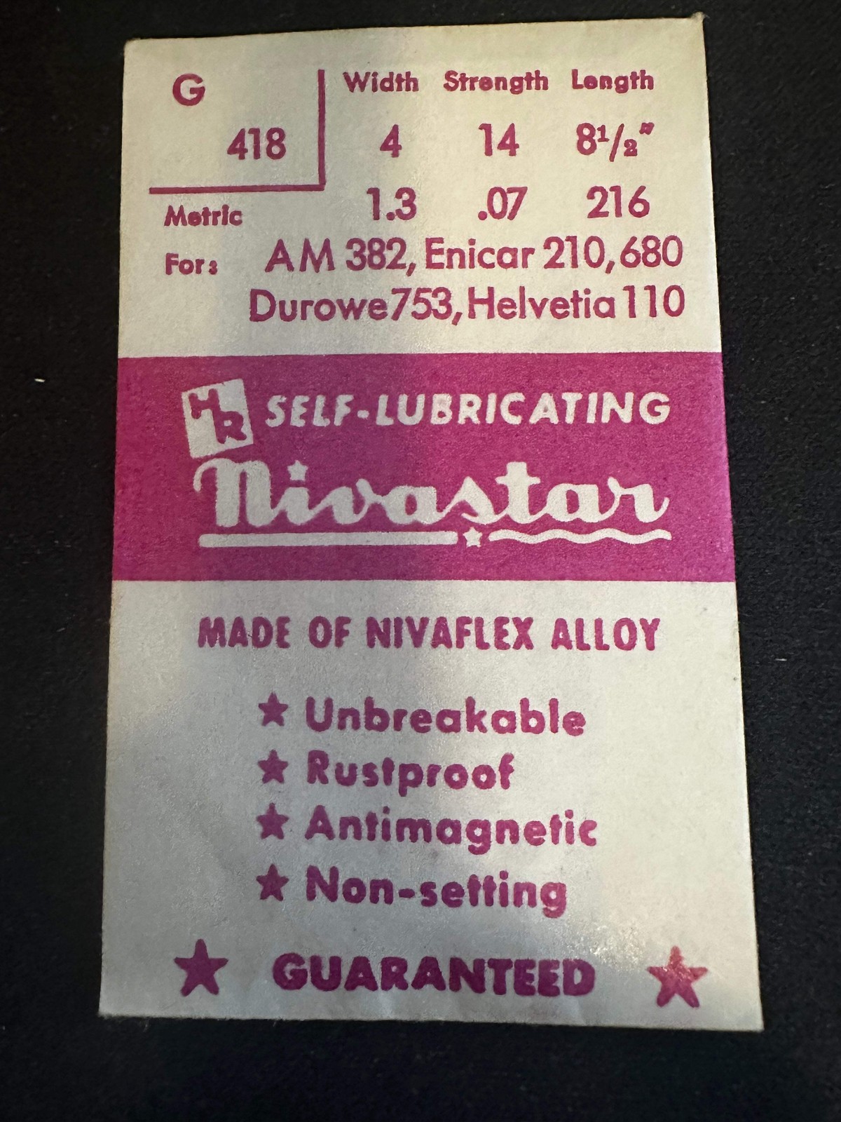 HR Nivastar Mainspring G418 for A. Michel 382, Enicar 210, 680, Durowe 753 – All