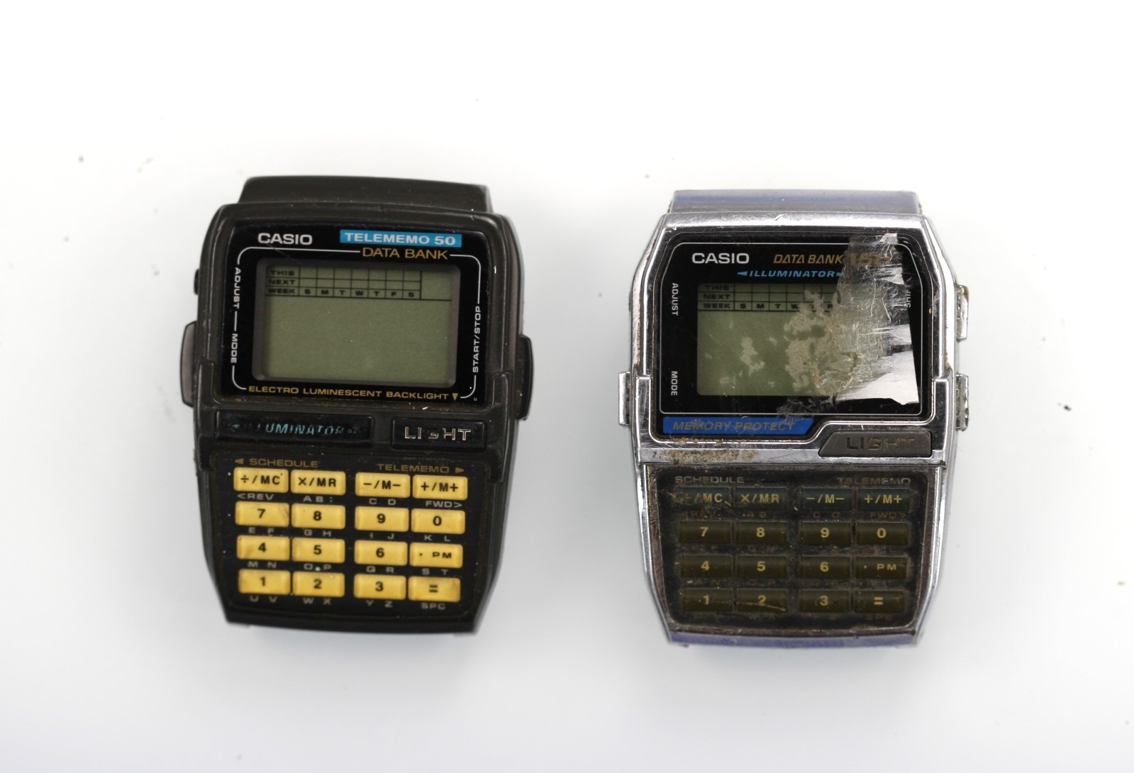 Casio Watch Men DBC-1500 Data Bank 150 DBC-63 Telememo 50 WR Quartz NON WORKING