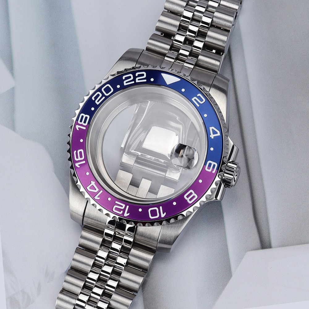 FEIYASHI 40mm Oyster GMT Aviator Watch Case Bracelet Pepsi Bezel For Seiko NH35