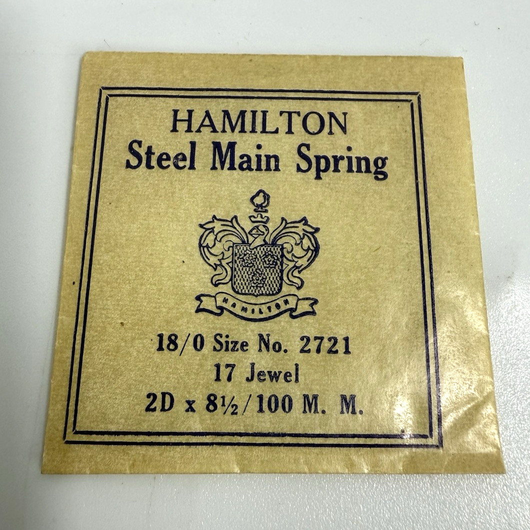 Hamilton Steel Mainspring 18/0 Size No. 2721 17J 2D x 8 1/2 100 M.M. Vintage