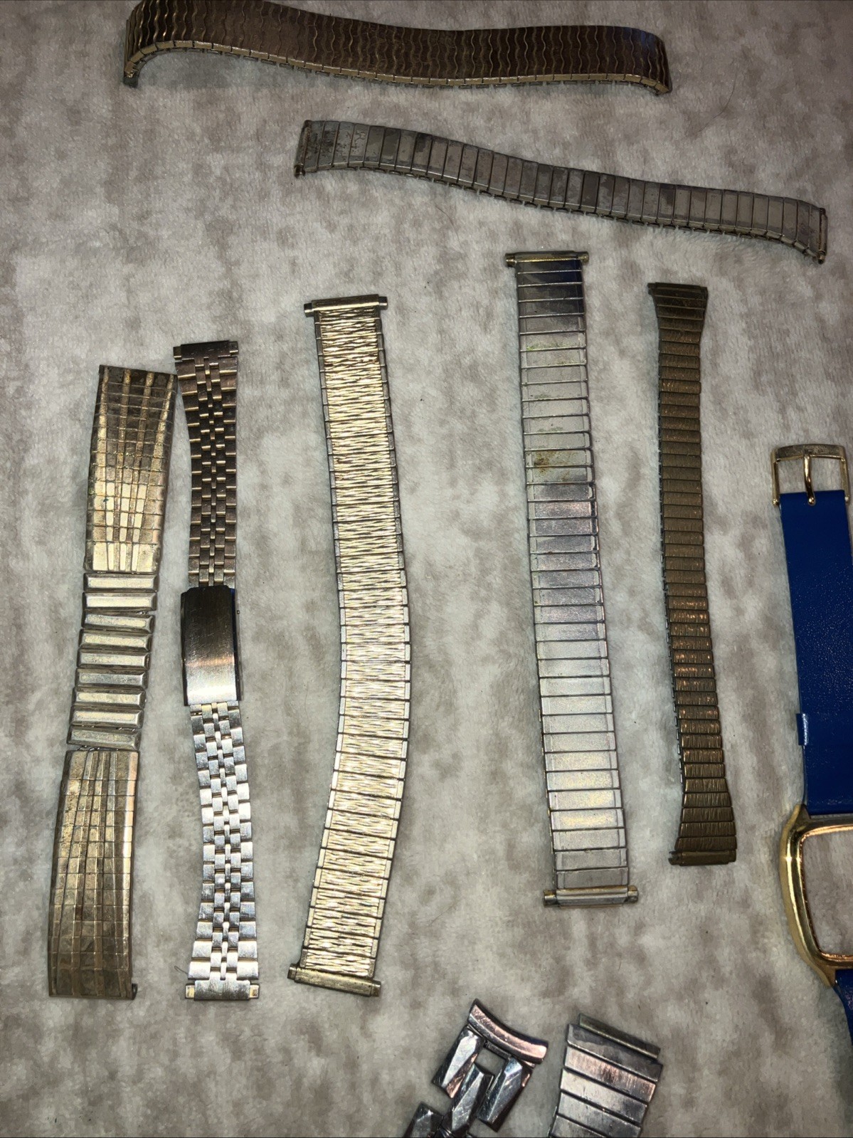 LOT Vintage Watch Wristwatch Parts Pins Bands Links Speidel Kreisler Leather