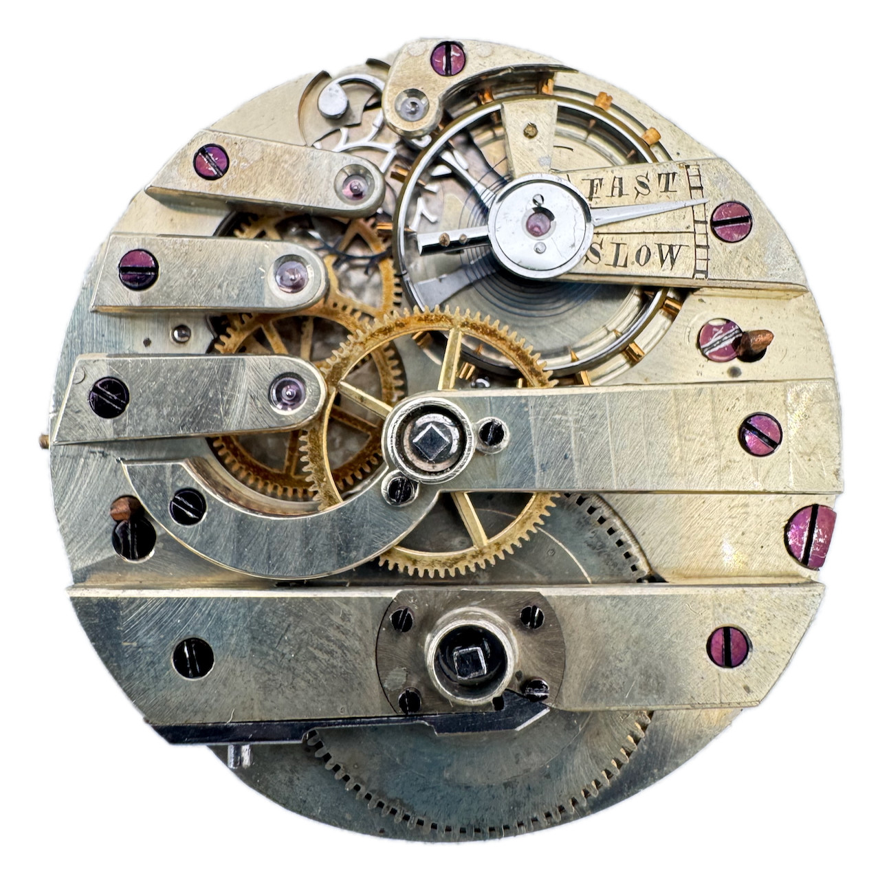 Antique 36mm Unbranded Three Bridge Key Wind Pocket Watch Movement Swiss