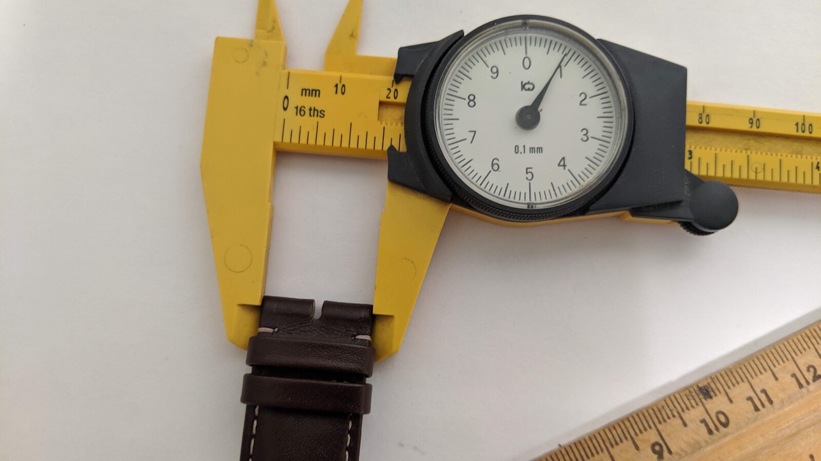 Genuine Calvin Klein Watch Band/Strap Brown Leather 22mm at the watch, 20mm at t
