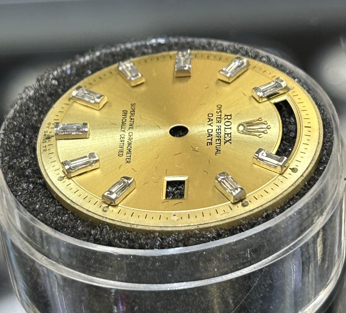 Rolex NonQuick President Custom Champagne Ten Baguette Diamond Dial Model 1803