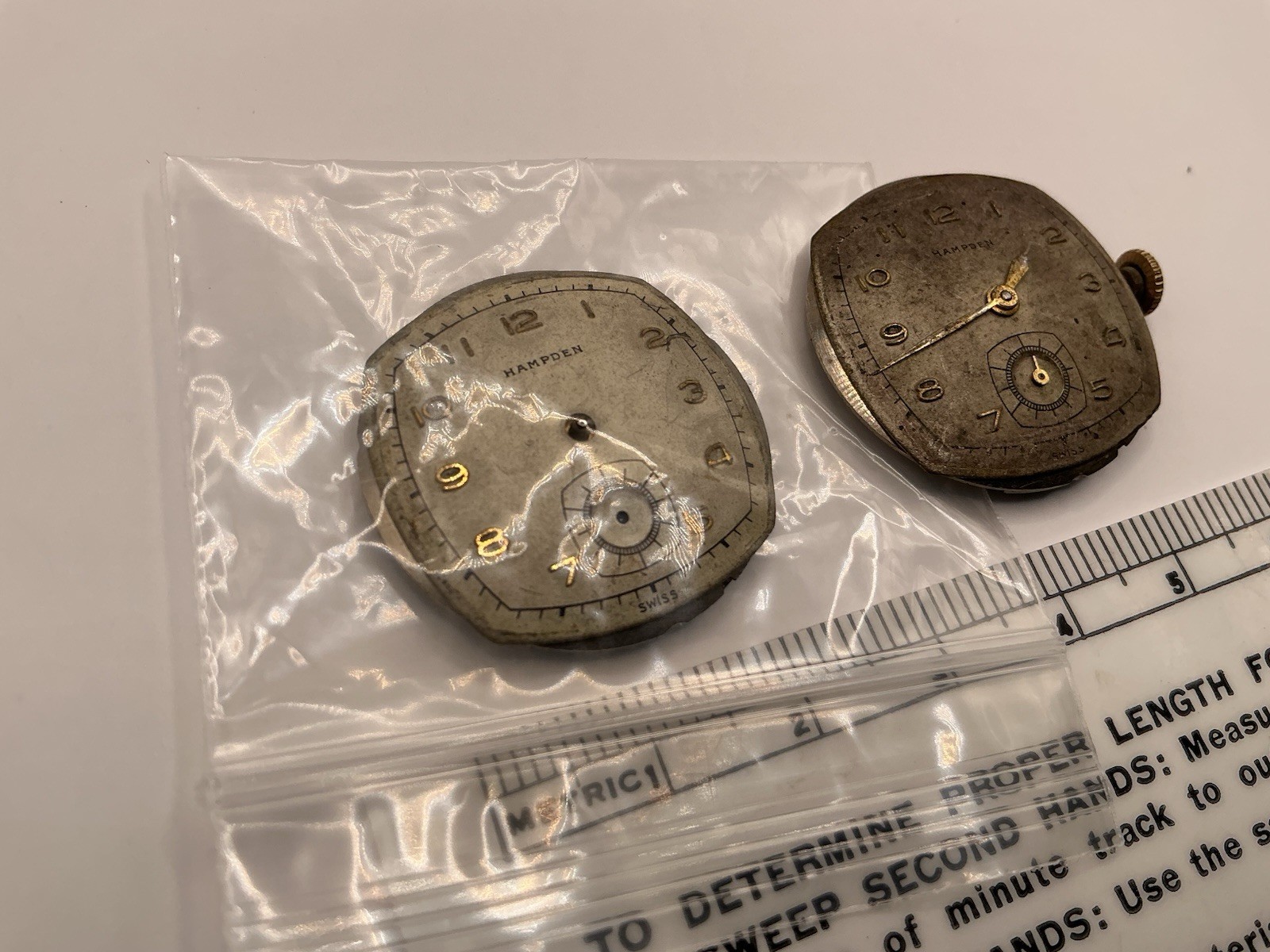 Vintage Hampden 17 J Wristwatch Movements For Parts Repairs Restore See Pics
