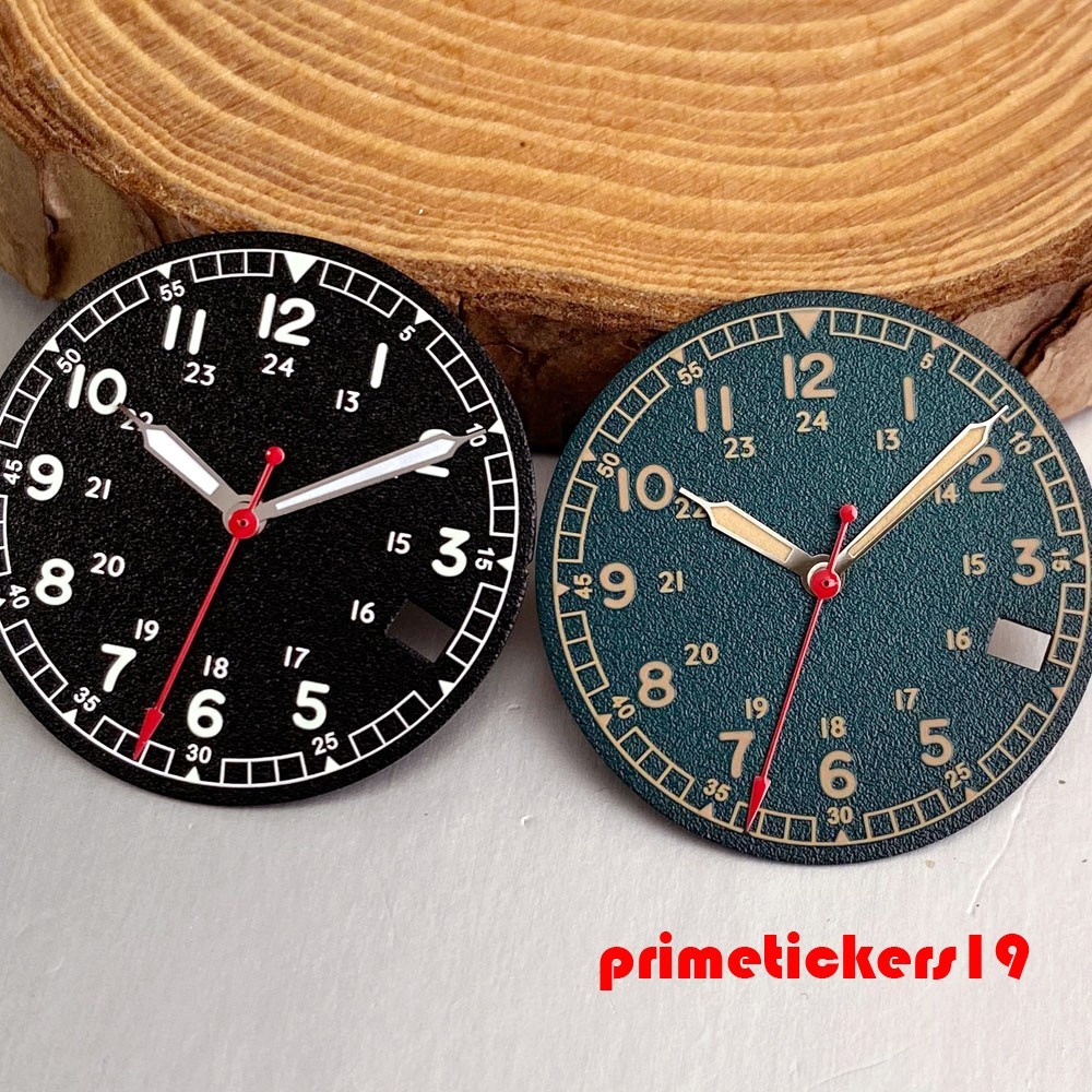 29mm NH35 Watch Dial+Hands Set Luminous 3.8 o’clock Date Window Wristwatch Face