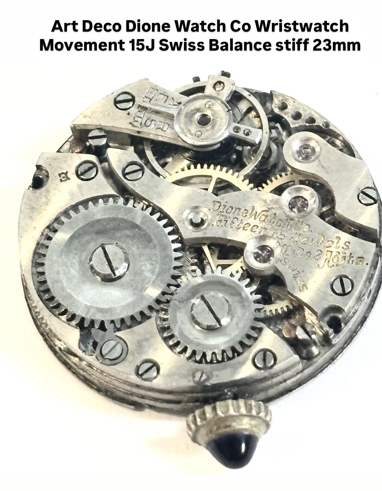 Art Deco Dione Watch Co 15J Wristwatch Movement Bal Stiff 23mm