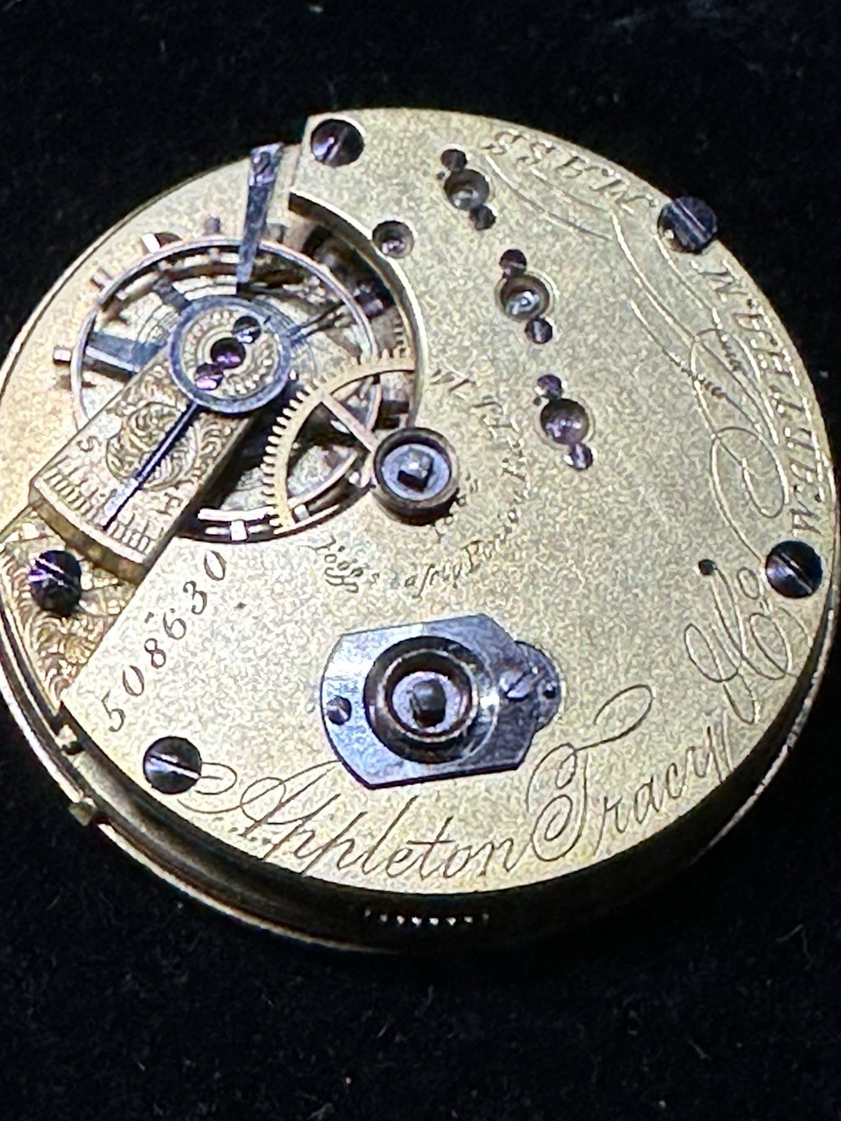 Vintage Working American Waltham Pocket Watch Movement W/winding Key /GF Chain