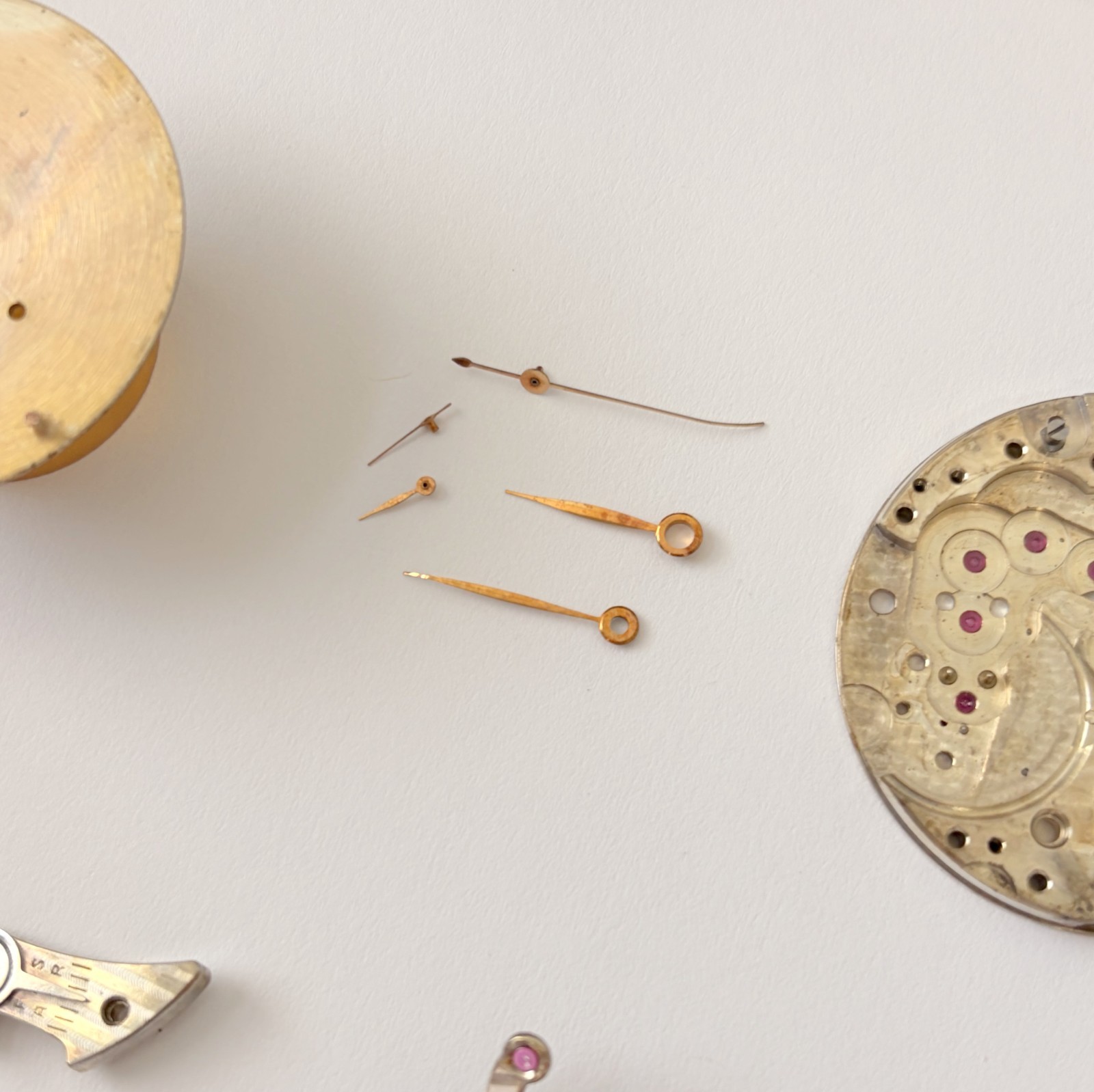 Angelus Cal 215 Chronograph Watch Movement Part Balance Fork Dial Hands Sub