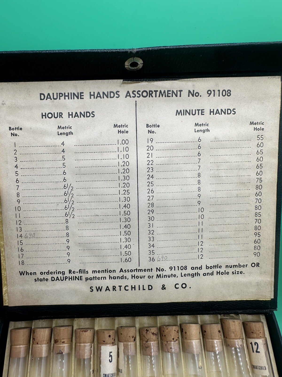 Vintage Swartchild Dauphine Watch Hand Case Assortment Kit #91108