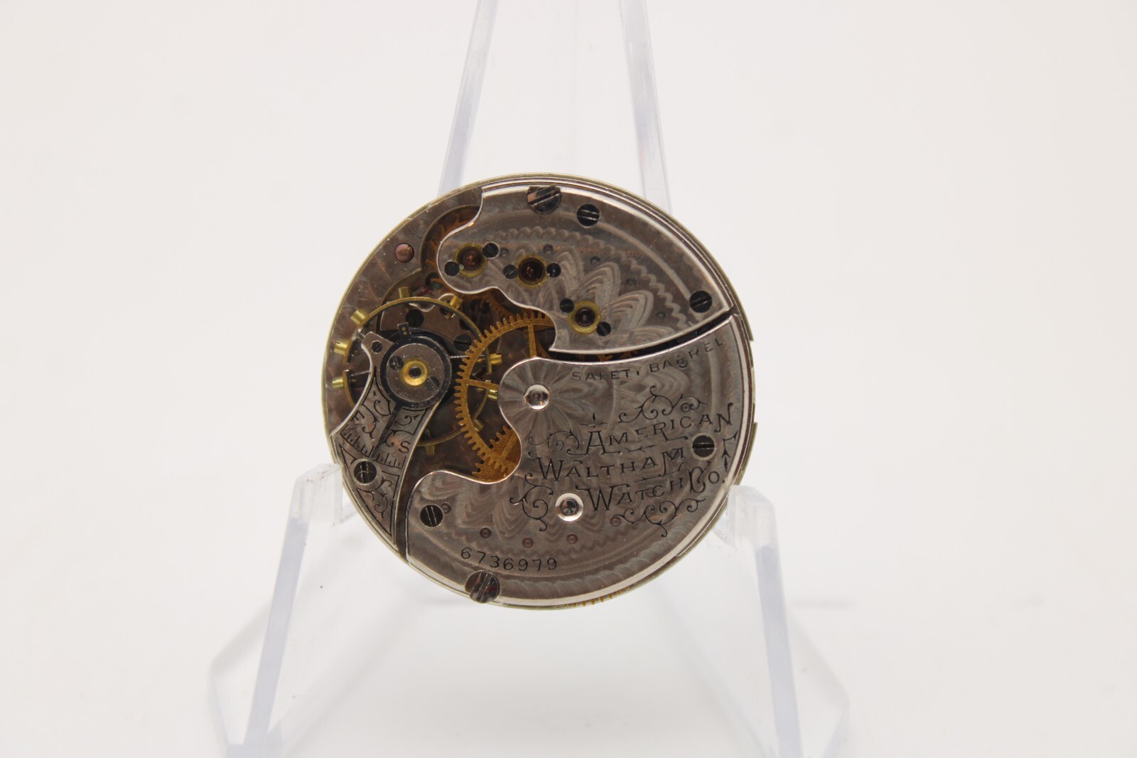 1895-1896 WALTHAM POCKET WATCH MOVEMENT 6736979 GRADE 64 0s 11j (GJ)
