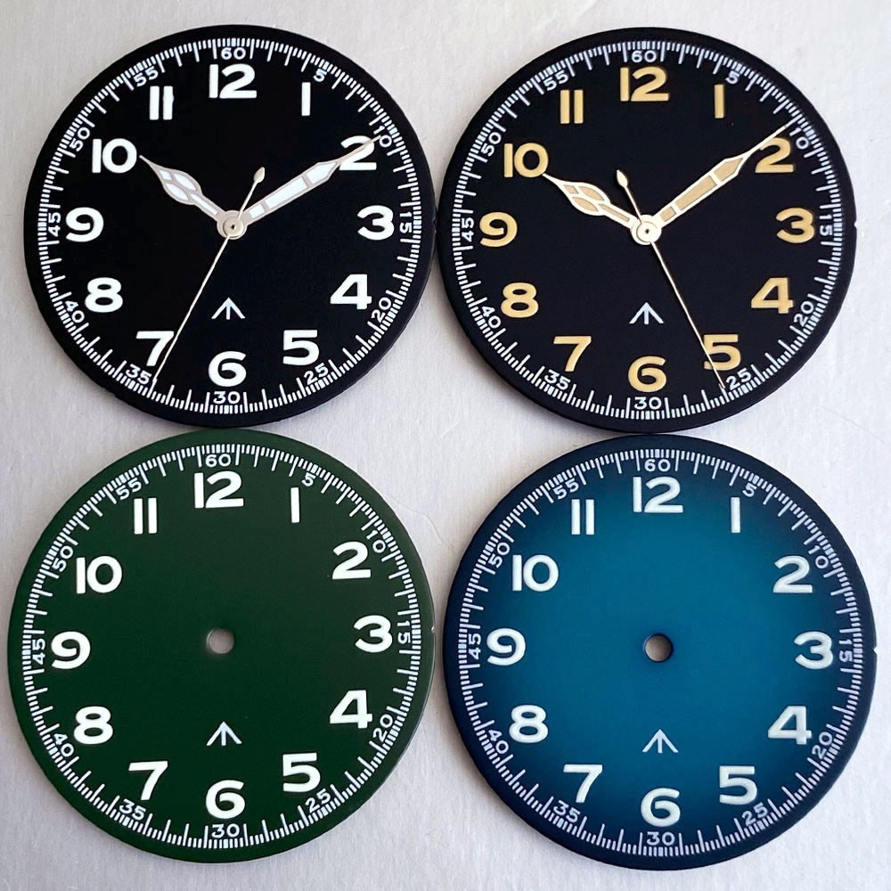 New 33.5mm Luminous Field Pilot Watch Dial Face Fit NH35 ETA2824 Miyota8215 VH31