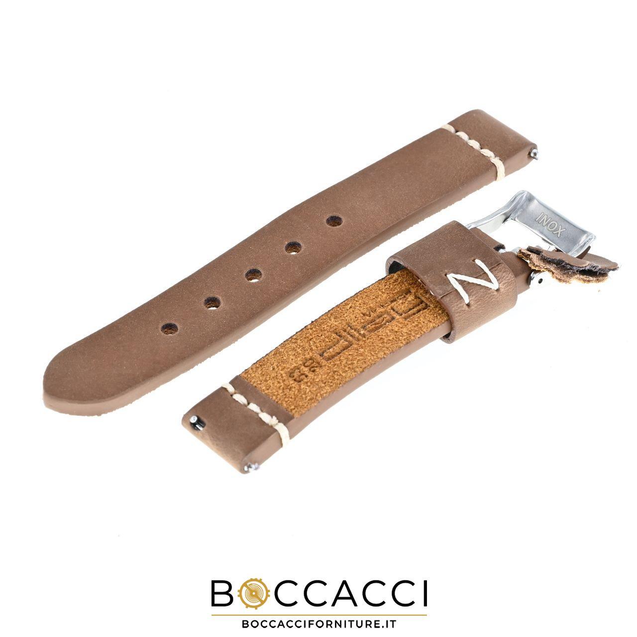 DILOY Easy Fit/Remove Strap 18mm Light Brown Sliced Leather Sewn…