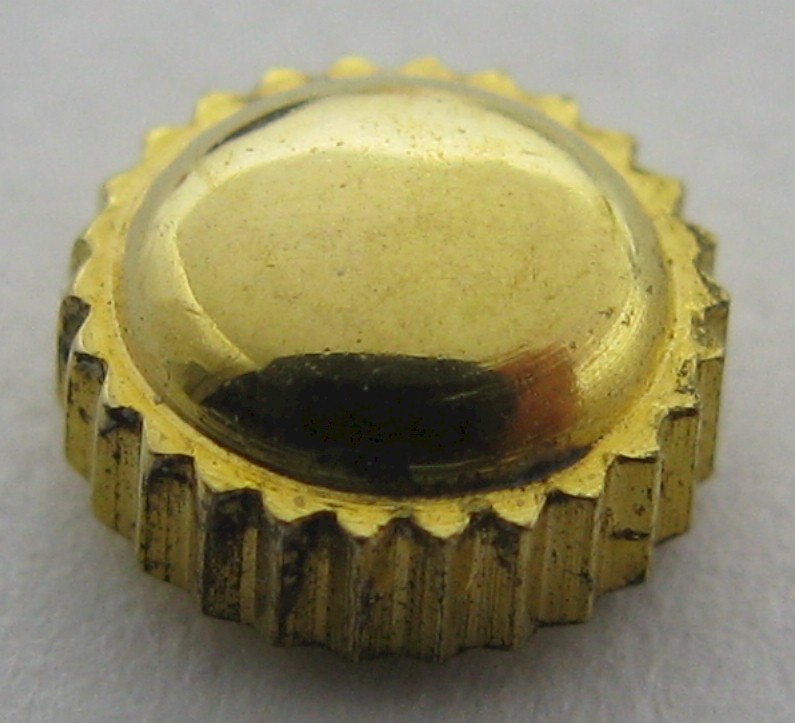 Crown for watch in yellow gold plated 5.2 millimeters fit stem 0.9 mm * tap 10 *