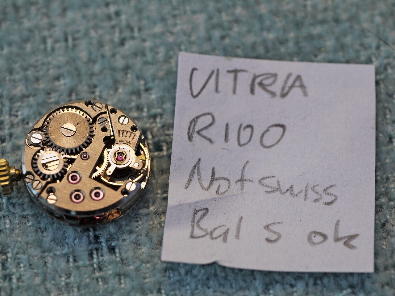 Ultra R100 15j Watch Movement Complete (bal. staff ok)