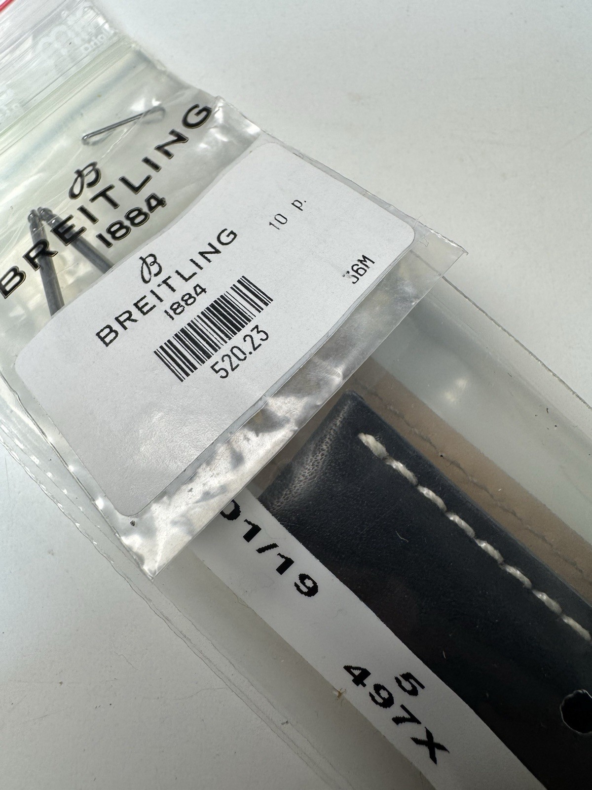Breitling Blue Calf Leather Strap 497X 23-20mm OEM Stainless Steel Buckle NEW