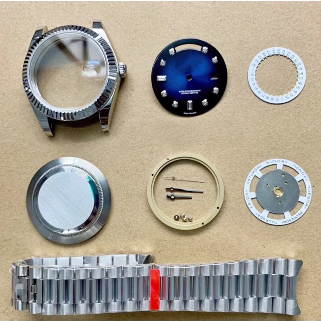 DIY 40mm Kit Stainless Steel Watch Case+ Dial + Hands For 2834 2836 No Movement
