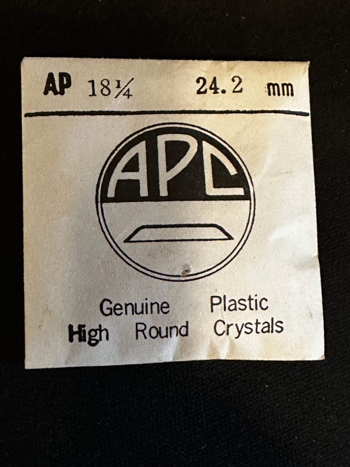 APC Round Wrist Watch Crystal AP 18¼, 24.2mm – New