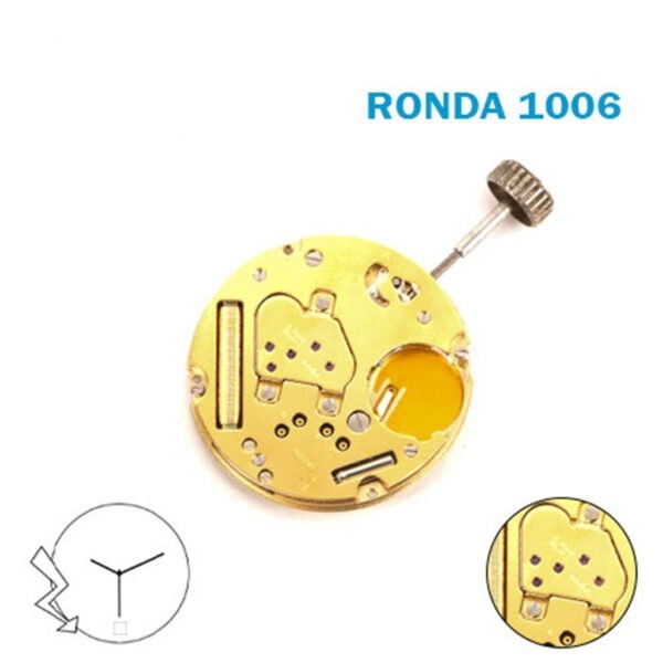 RONDA 1006 Swiss Watch Movement–2 Hands-White Disk At 6-0 Jewels-H:23.90.