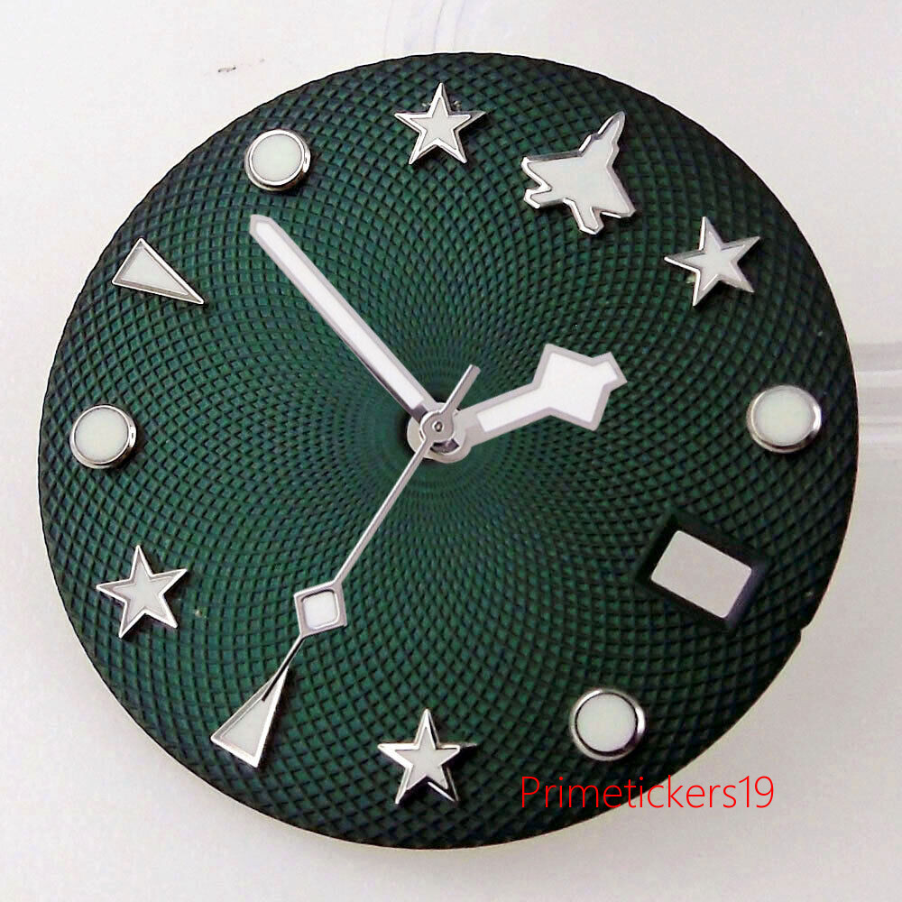 29mm Blue/Green/Grey/White Luminous Watch Dial Hands Set Fit NH35 NH36 Movement