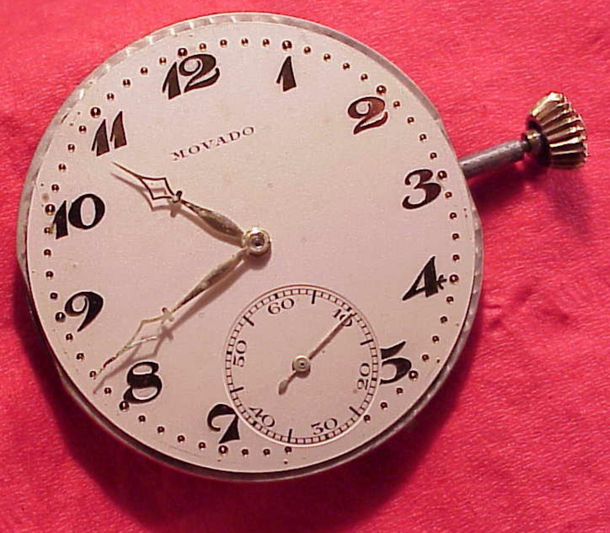 Antique 43MM Movado 15 JEWELS HUNTING MOVEMENT POCKET WATCH RUNS ON WINDING
