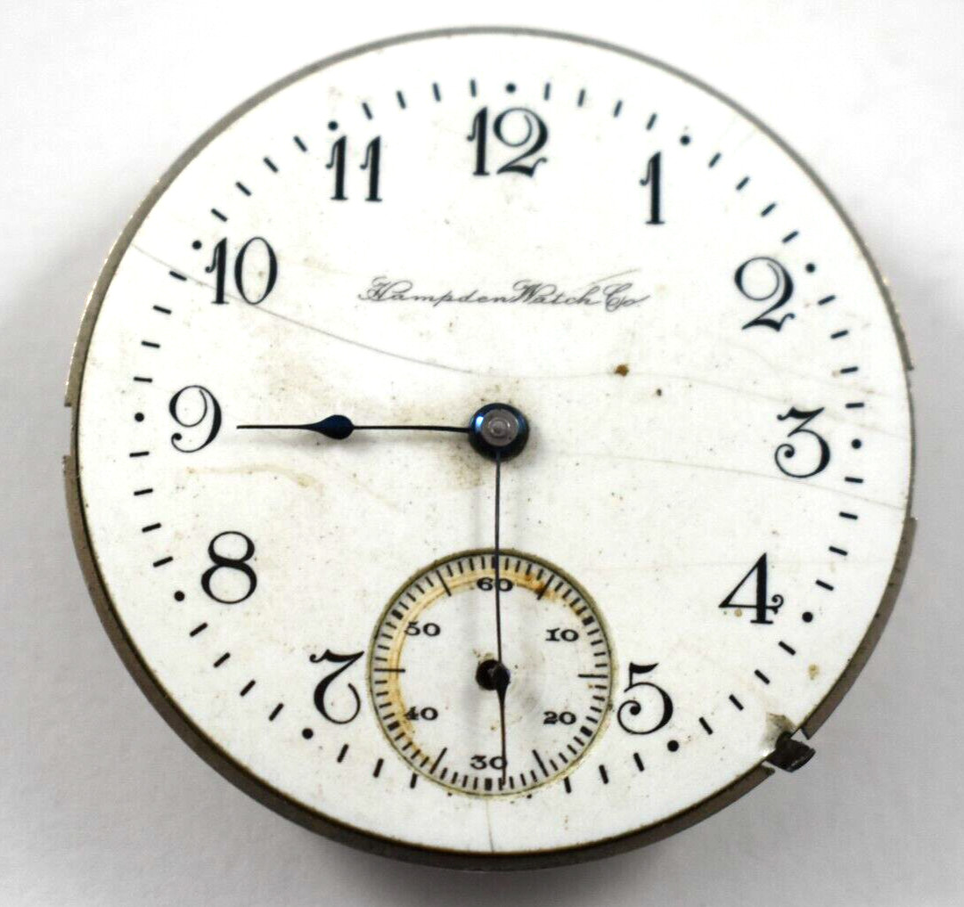 Vintage Hampden Champion H Flag 16s 7J Hunting Pocket Watch Movement lot.fc