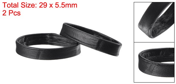 PU Leather Loops Retaining Ring Keeper for 26mm Width Watch Band, Black 2 Pcs