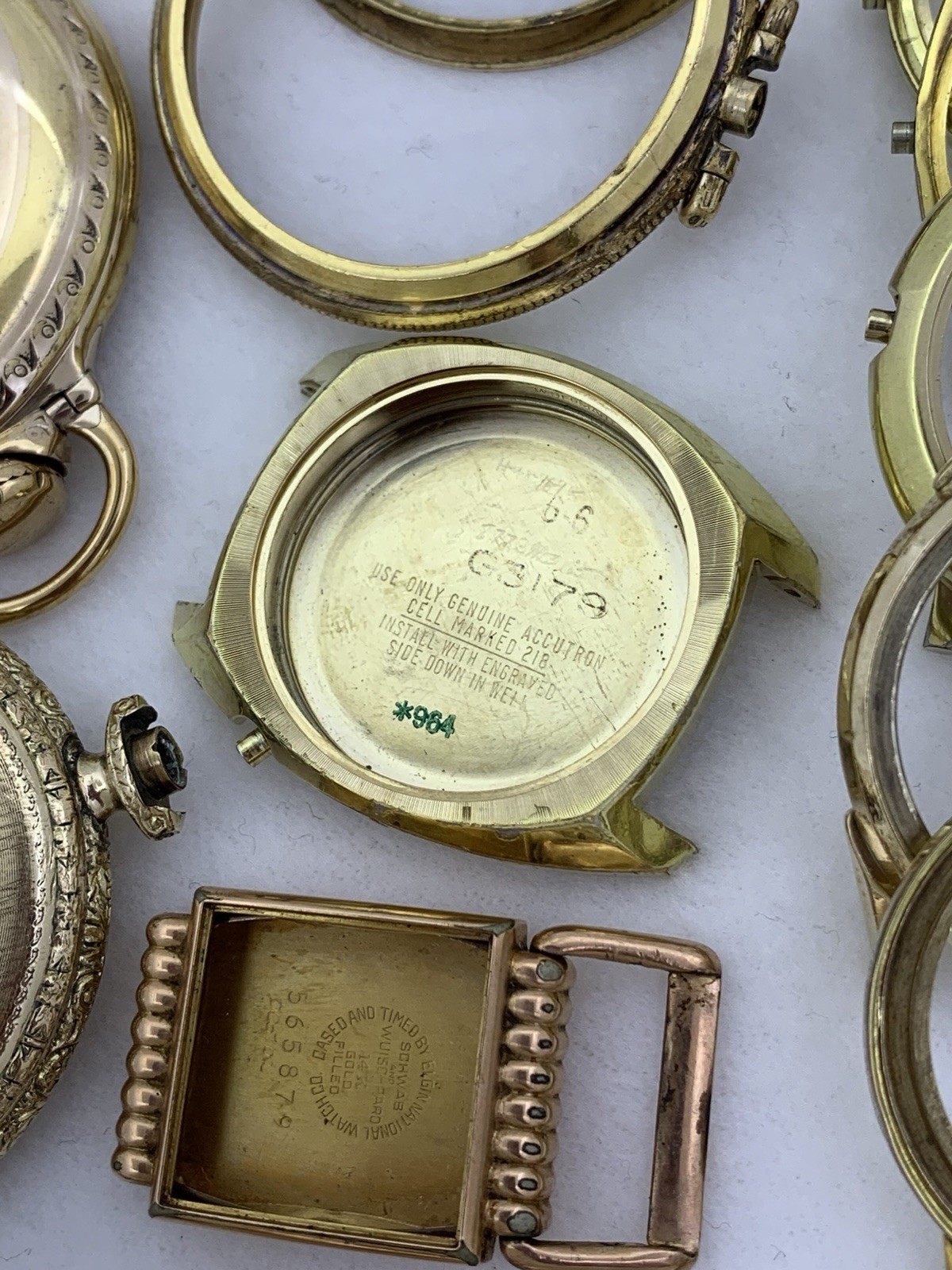 609 GRAMS Gold Filled RGP Plate Pocket Wrist Watch Case Scrap Lot & Other Pieces