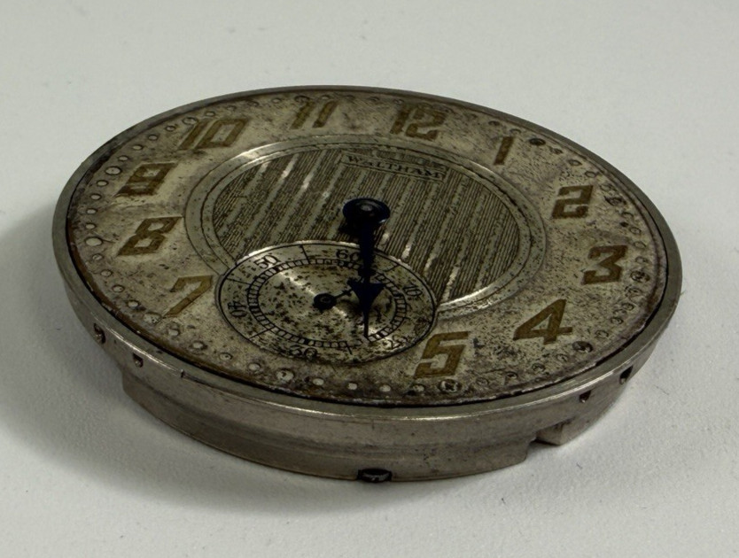 Vintage 1928 Waltham 15 Jewel Pocket Watch Movement Art Deco Dial Parts