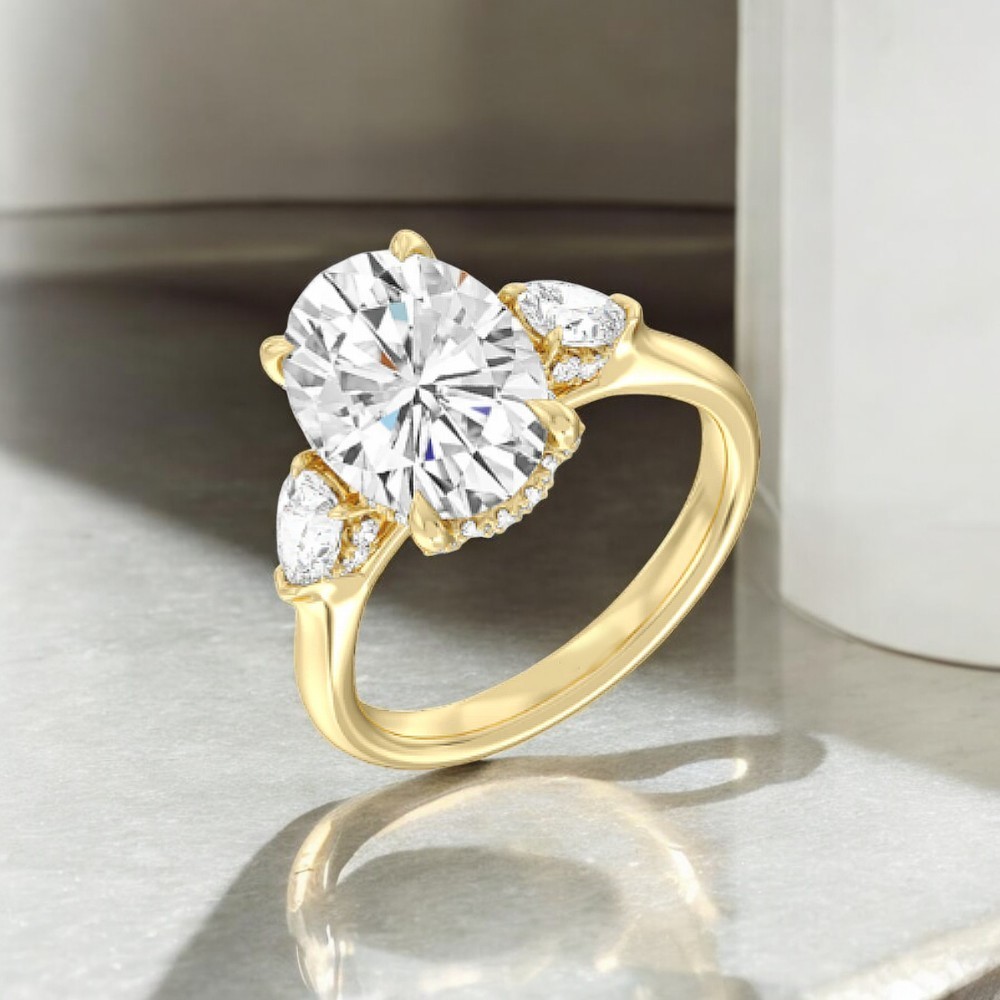 Diamond Ring Gold Semi Mount Setting Oval Cut 14k Yellow Size 6 7 8 1 Carat