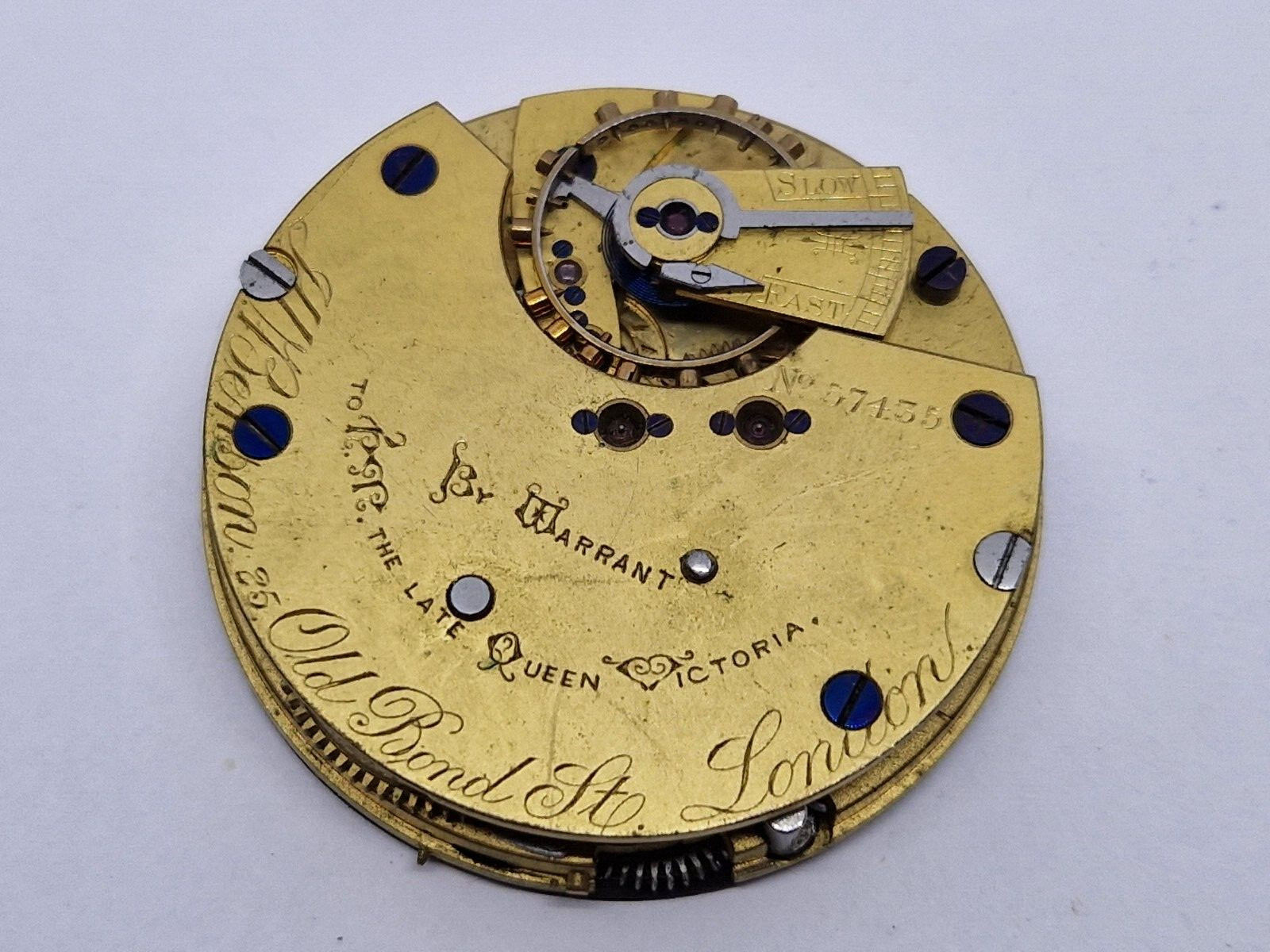 Antique J W Benson pocket watch movement Queen Victoria movement