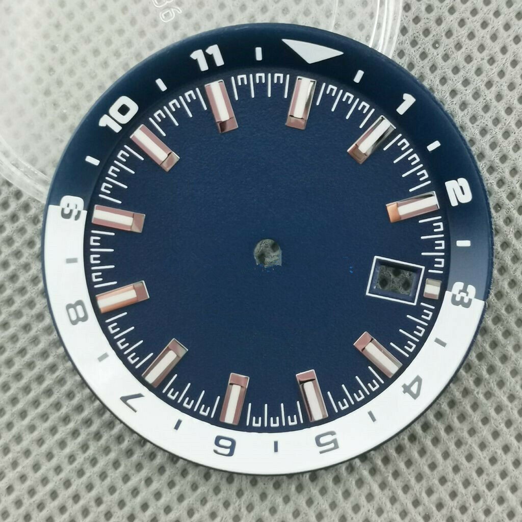Blue+White 36.5mm Watch Dial Replacement Part For Seiko NH35 NH35A Movement