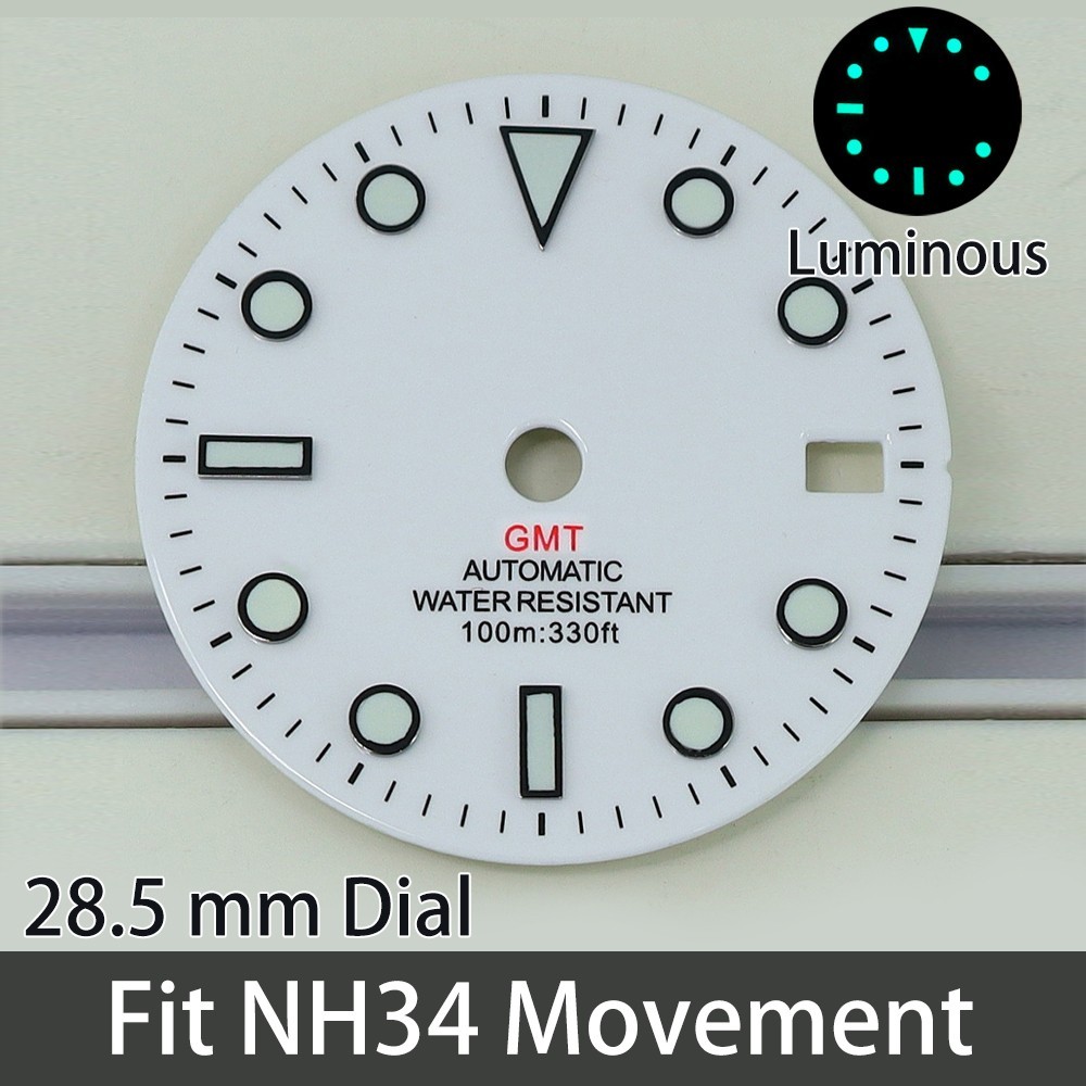 28.5mm Dial Luminous GMT Automatic Water Resistant 10ATM For Seiko NH34 Movement