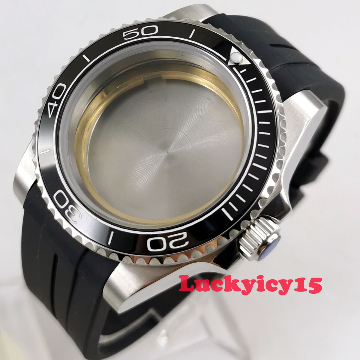 PARNIS 40mm SS watch case fit ETA 2836 movement sapphire glass rubber strap
