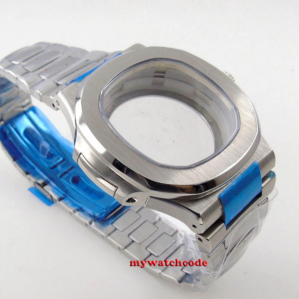 Square 40mm Gray Dial Steel Watch Case fit Japan NH34A NH35A NH36A movement